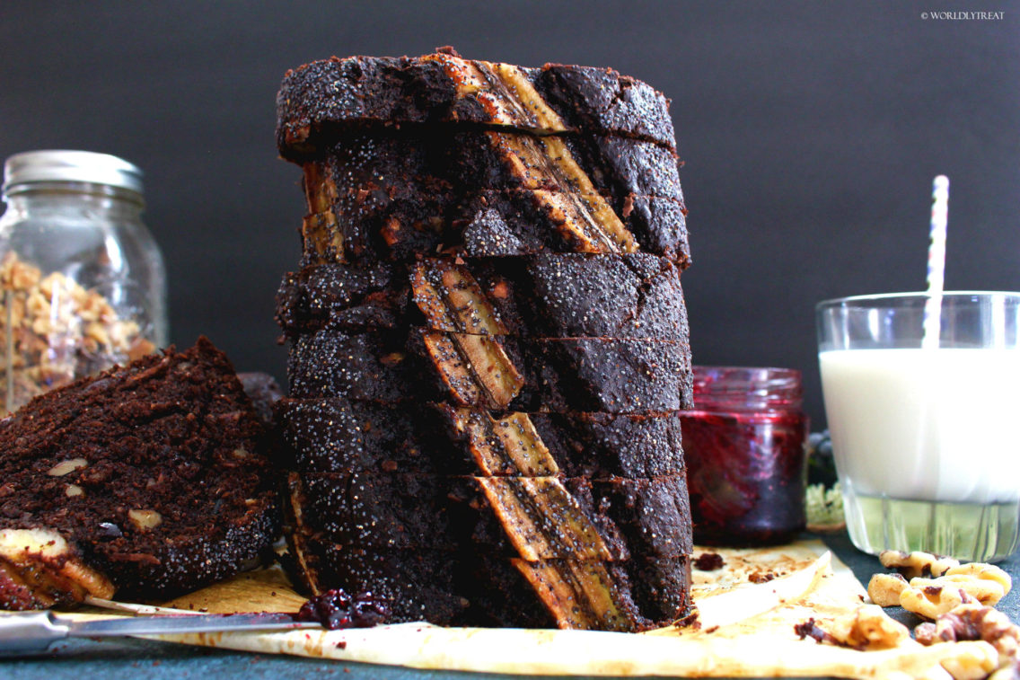 whole wheat chocolate poppyseed banana bread