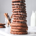 A stack of chewy pumpkin snap cookies.