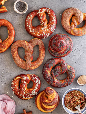 A top view of Soft pumpkin pretzels