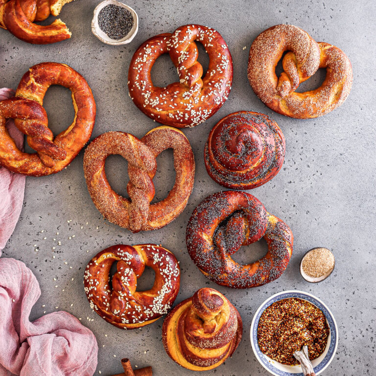 A top view of Soft pumpkin pretzels