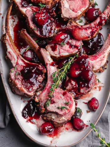 rack of lamb on a plate