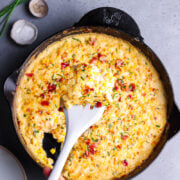a pan of Cheesy Corn Casserole