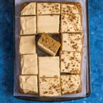 spice pumpkin bar served on a baking sheet