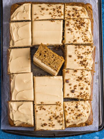 spice pumpkin bar served on a baking sheet