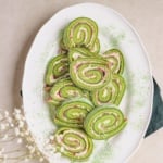 slices of matcha cake rolls.