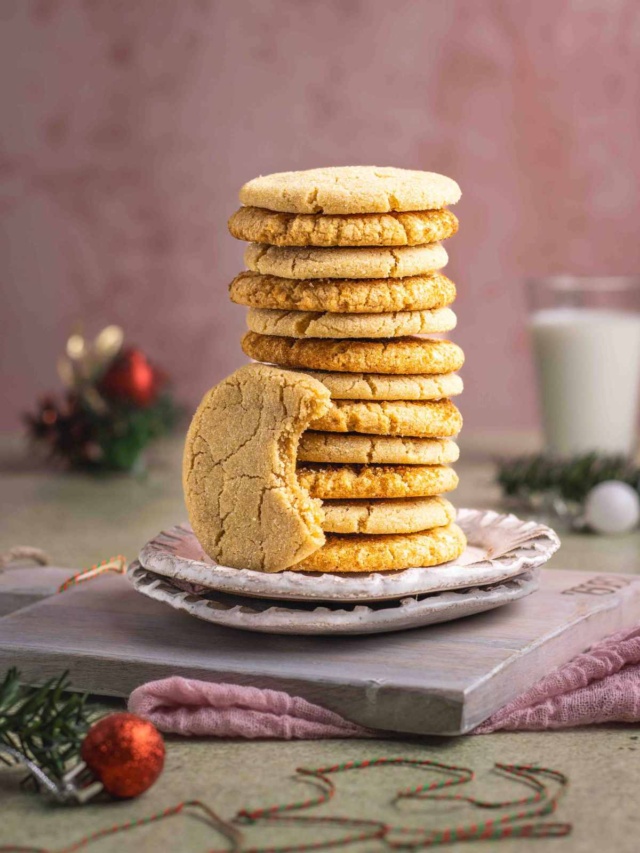 a stack of brown butter sugar cookies.