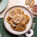 coconut pecan cookies on a serving tray.
