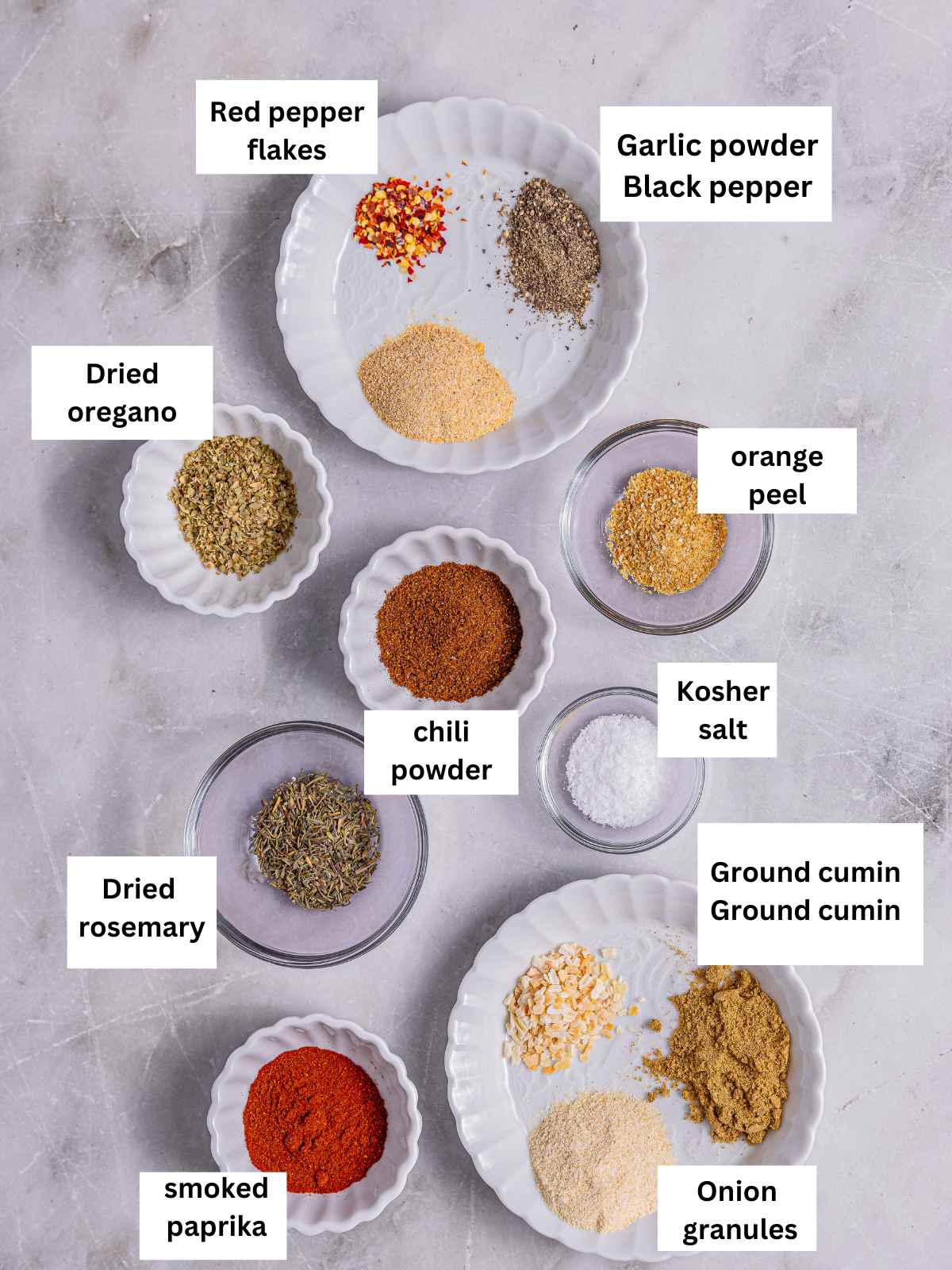 Ingredients needed to make the seasoning mix.