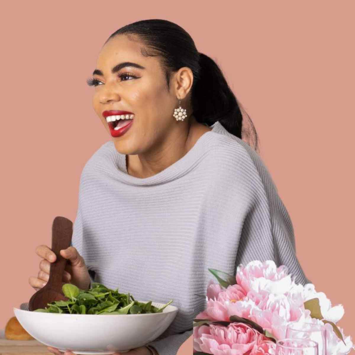 Maureen Celestine in the kitchen cooking.