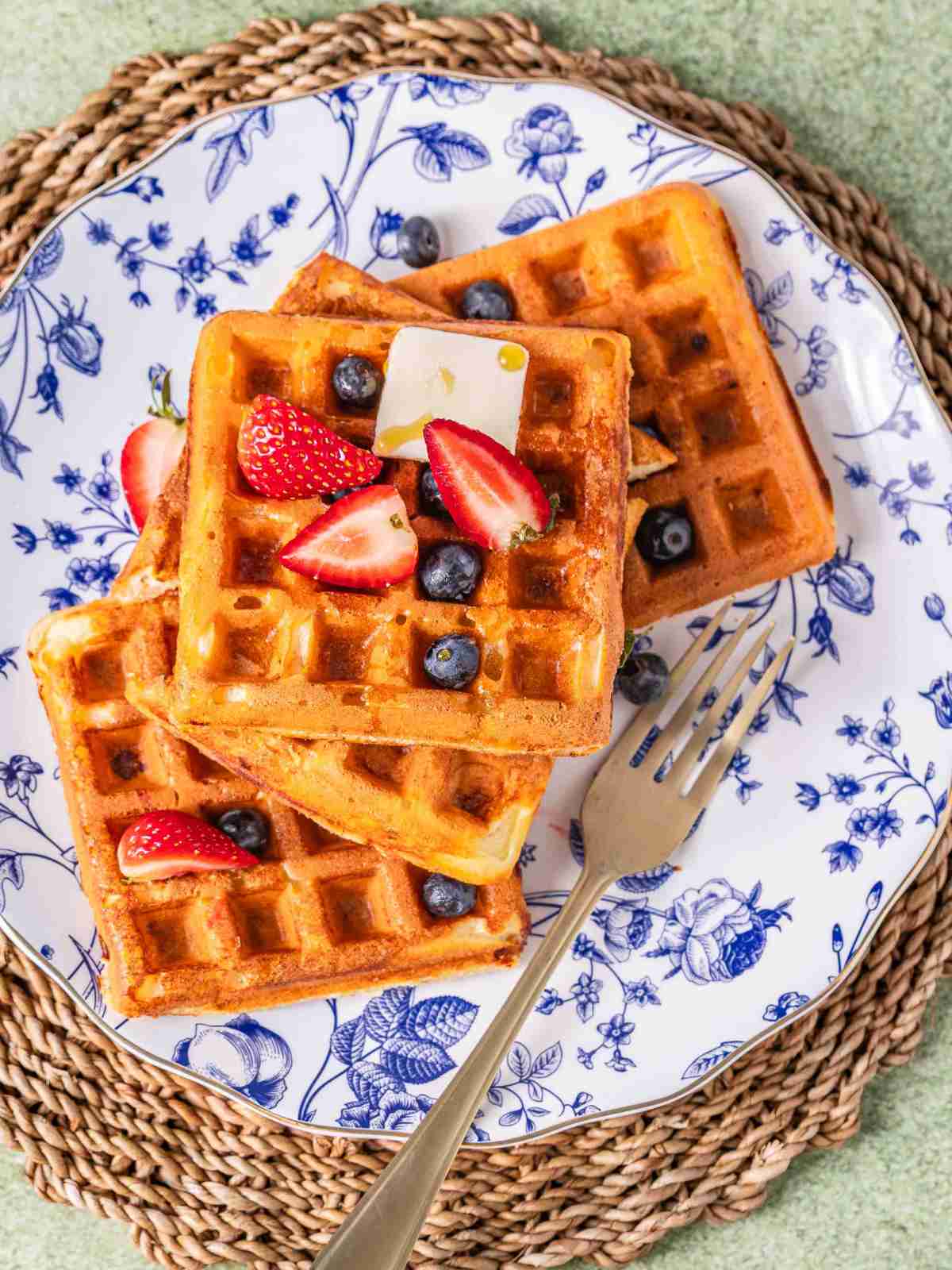 waffles on a serving plate.