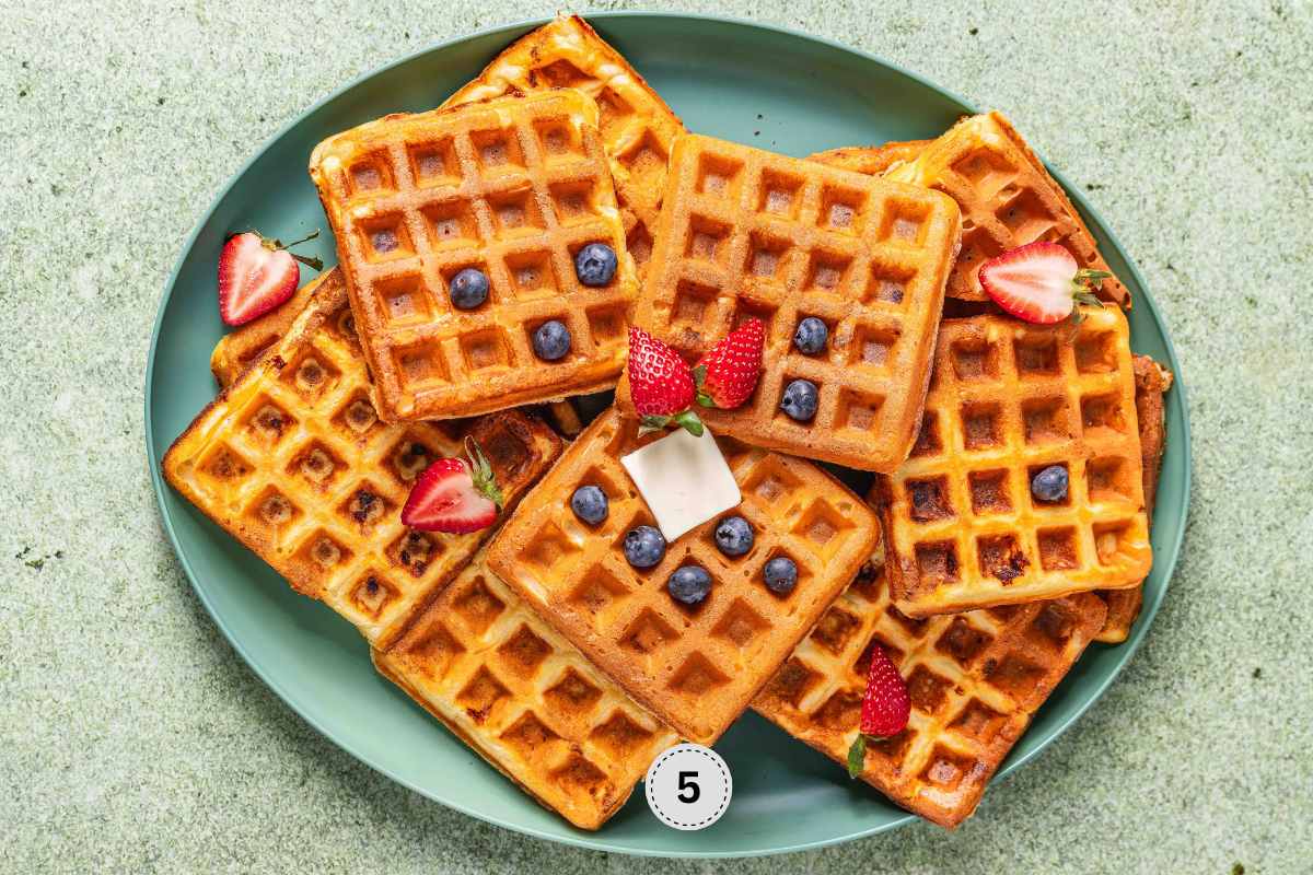 High protein waffles on a  platter.