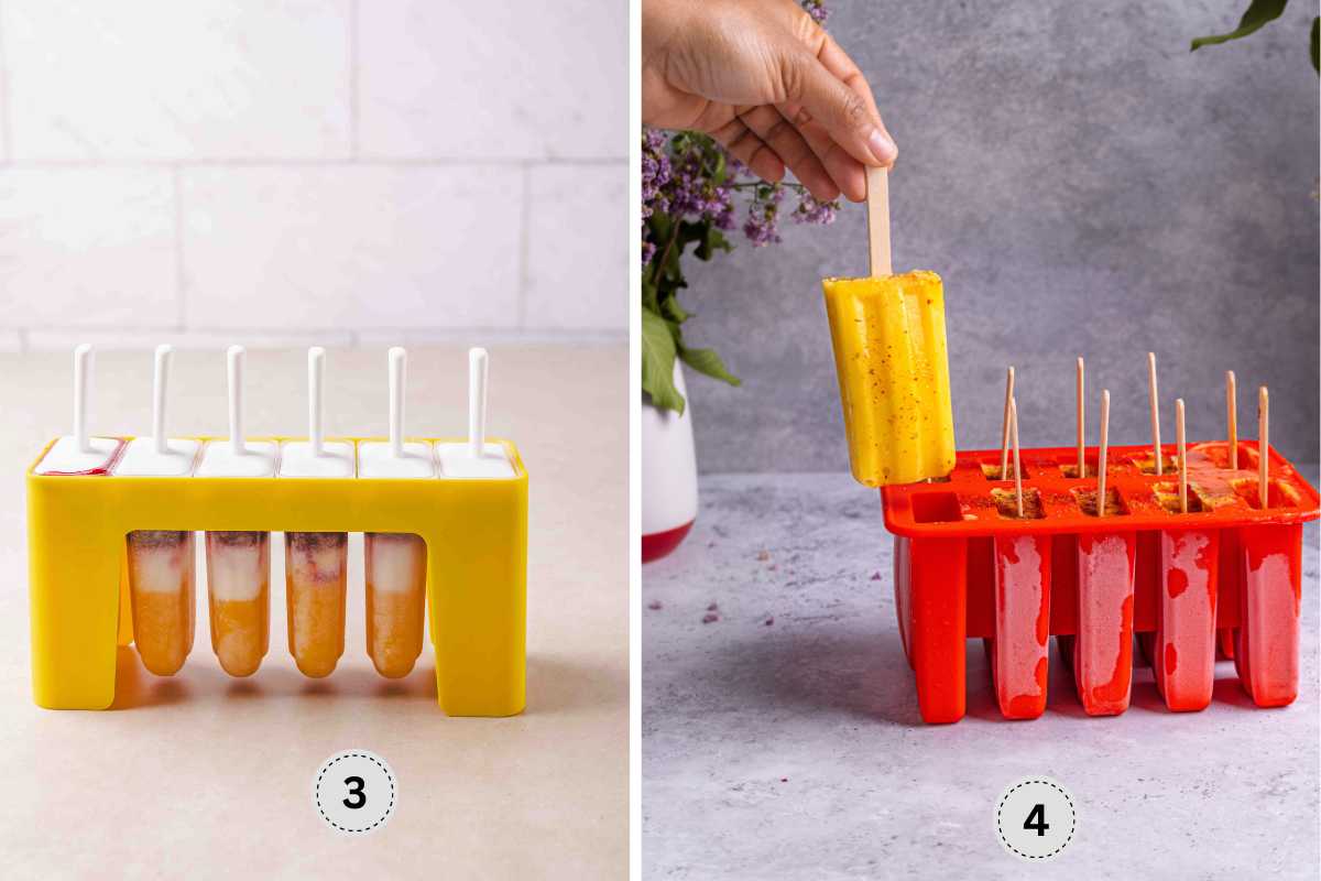 Molds frozen and ran under water to release the popsicles from the molds.