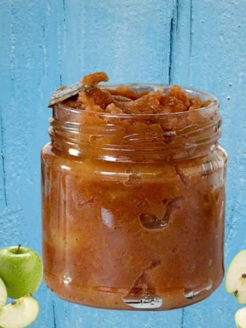 Homemade apple sauce in a jar.