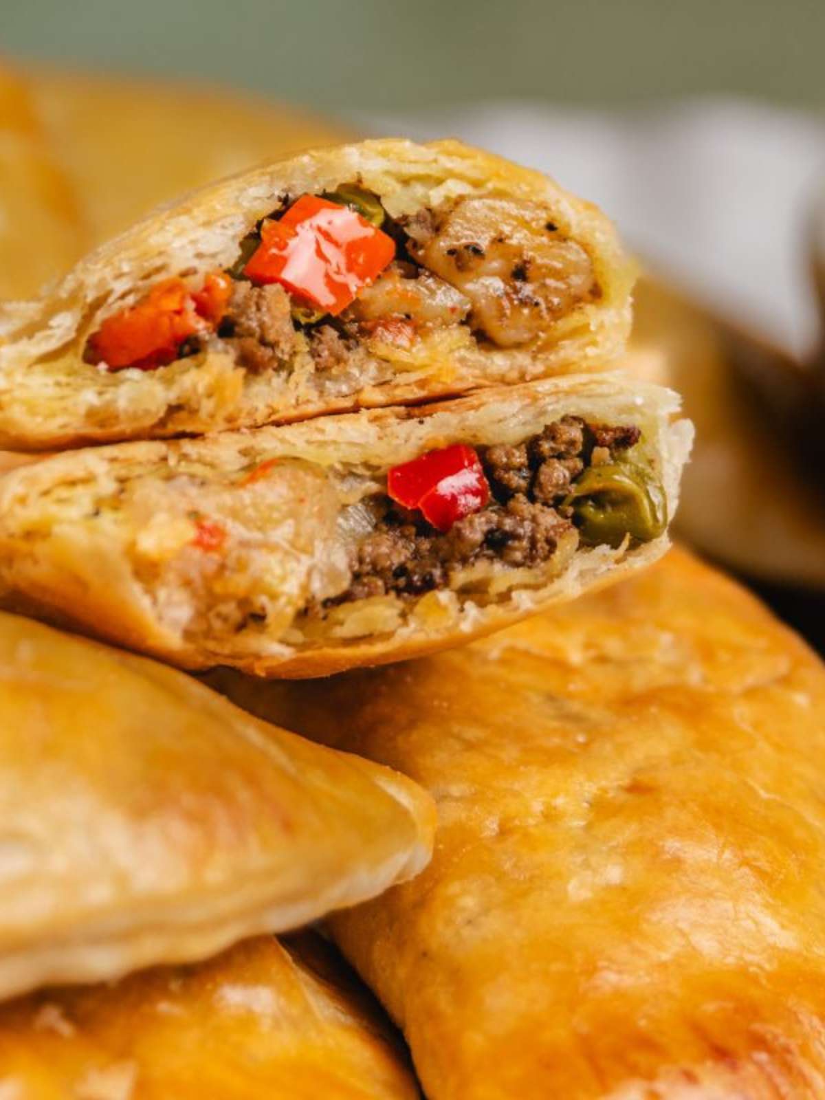 Baked meat pie filling with ground beef and veggies
