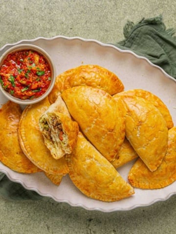 Best Nigerian Meat Pie recipe with dipping sauce.
