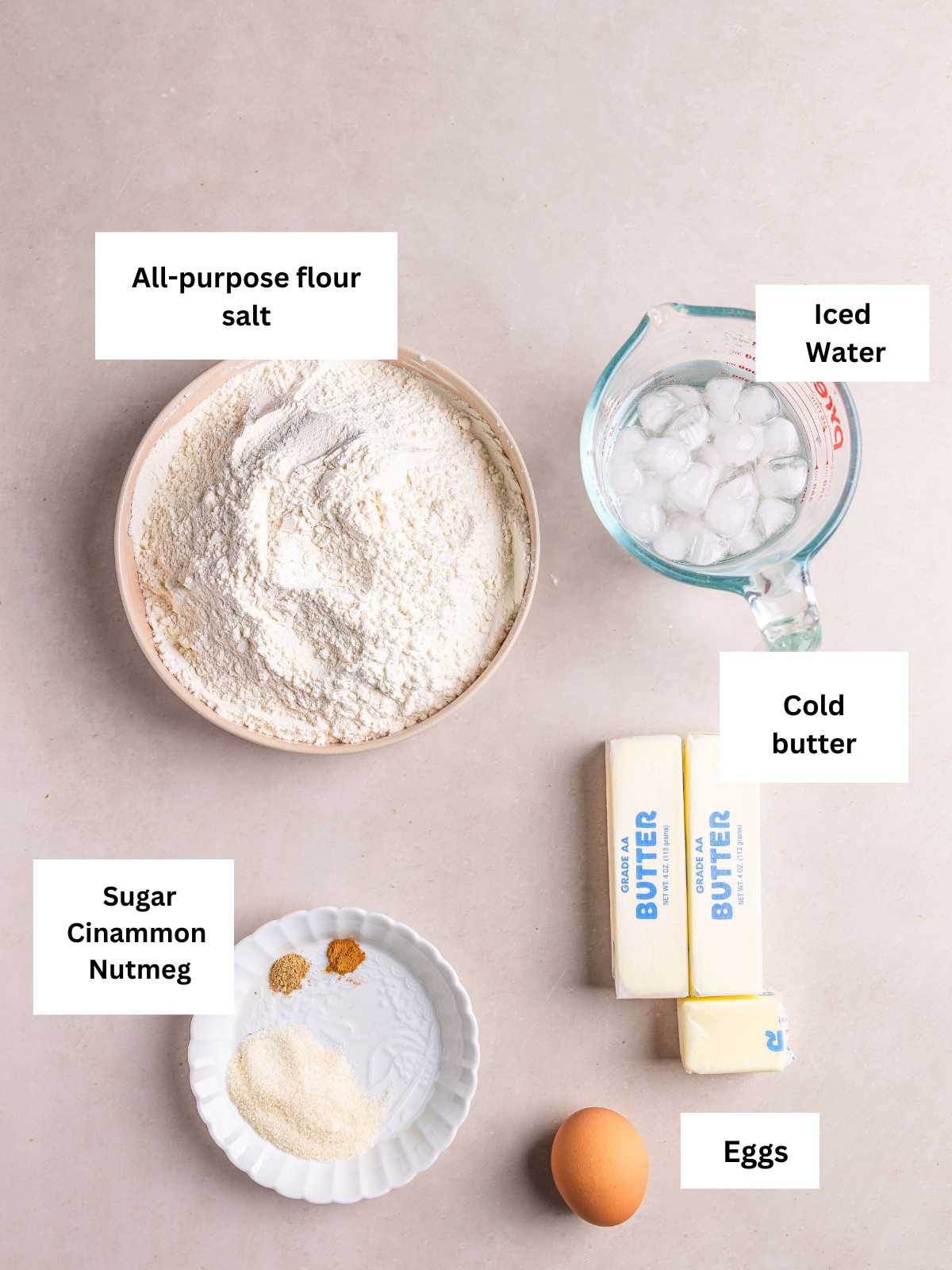 Dough Ingredients for the meat pie.
