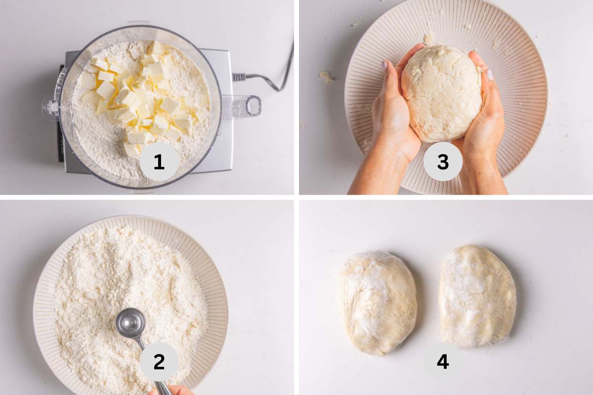 Demonstrating how to make the buttery and flaky pie dough.