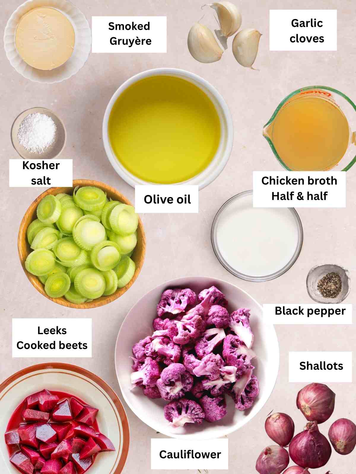 Ingredients needed to make the soup.