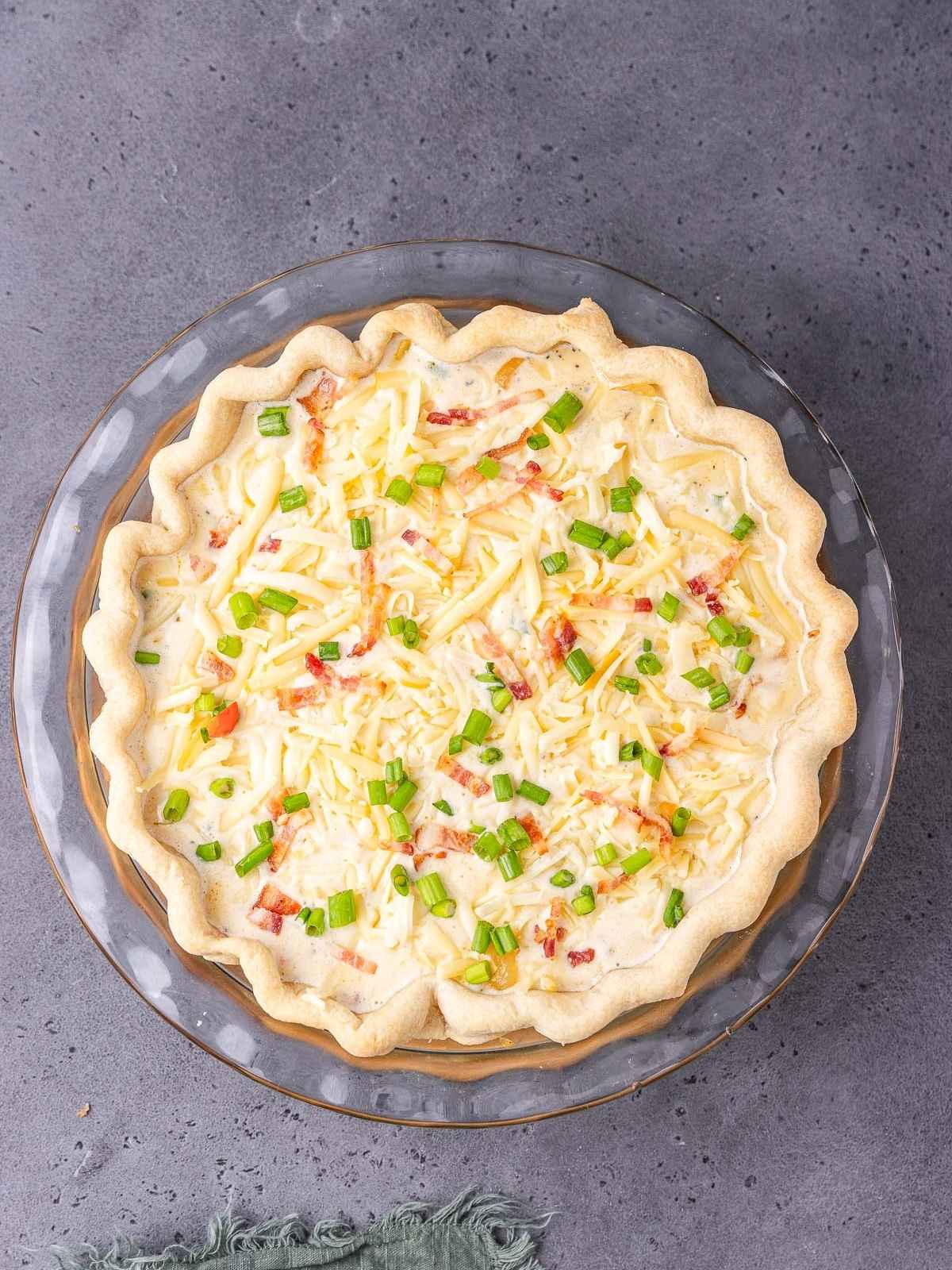 Add the toppings and remaining cheese.